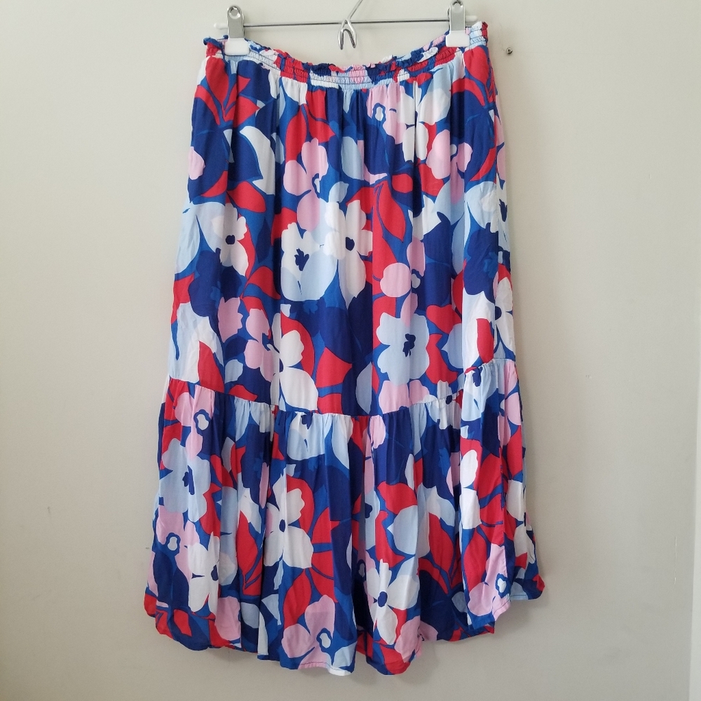 Draper James Floral Maxi Skirt in Blue, Red, Pink, White
